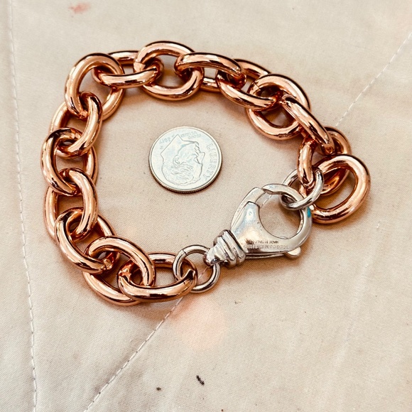 Diego & Massimo Made in Italy Rose Tone & Silver Tone Chain Link Bracelet - Picture 11 of 12